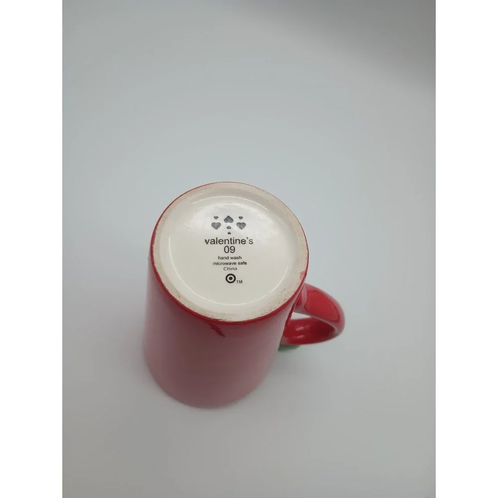 Valentine’s 09 Turtle Bird Embossed Bird on Handle Tall Mug 5-5/8